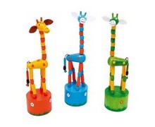 Set di 3 giraffe a pressione in legno
