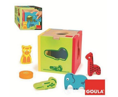 Cubo puzzle in legno Animali della giungla - Goula