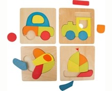 Set di 4 Puzzle in legno Mezzi di Trasporto 