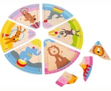 Puzzle rotondo in legno Animali del circo 