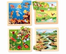Set di 4 puzzle in legno Vita degli Animali 
