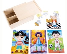 Set di 4 puzzle in legno Travestimenti Ragazzo 