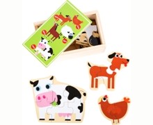 Set di 5 puzzle in legno Animali della fattoria 